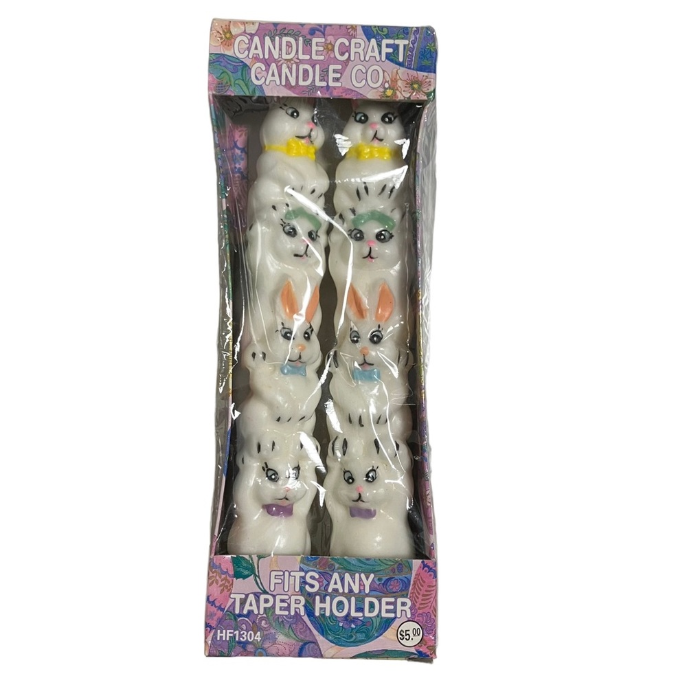 Vintage NIB 1996 Easter Bunny Tapered Candles by Candle Craft Candle Co.